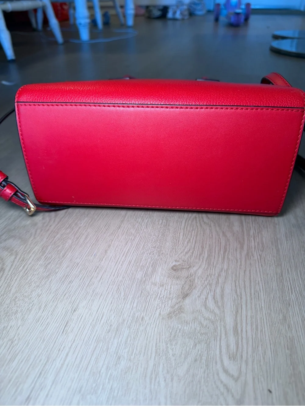 Michael Kors Bright Red Leather Satchel with Gold Accent
